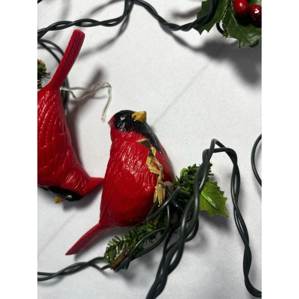 ❤️Vtg Red Cardinal Christmas Blow Mold Holiday Lights Indoor String Of‎ 5 In Box